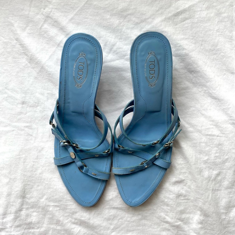 Tod's Blue Strappy Sandals Casual Minimalist Design